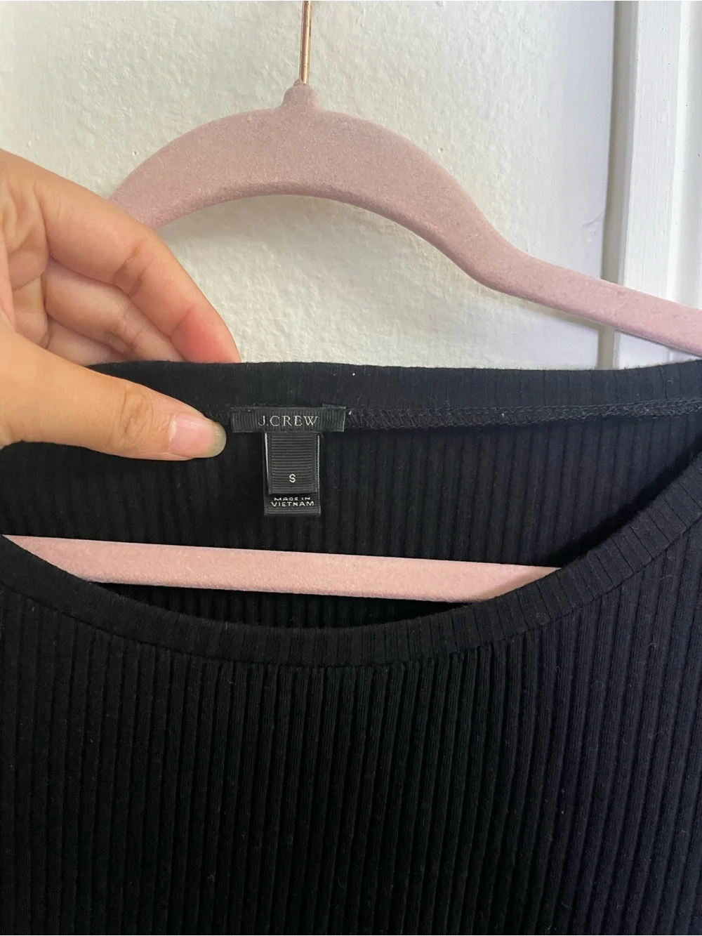 J. Crew Black Ribbed Long-Sleeve Top with Flared Cuffs